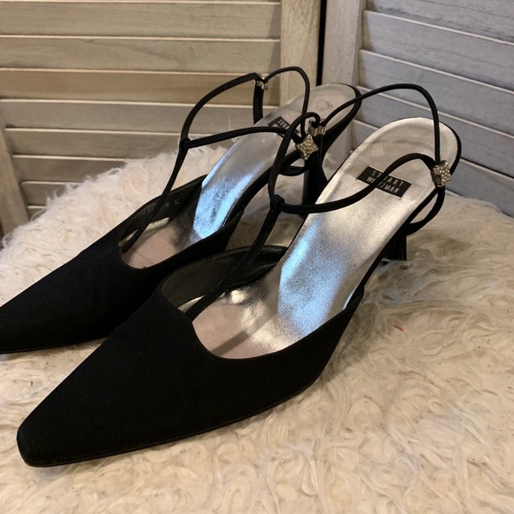 Stuart Weitzman T strap satin heel - Picture 2 of 4